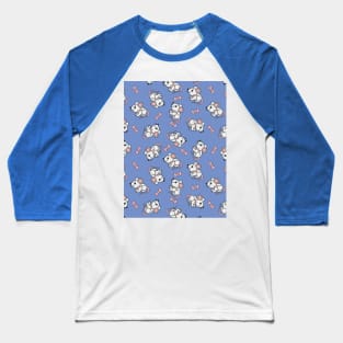 Cute mouse with a pink bow on a blue background Baseball T-Shirt